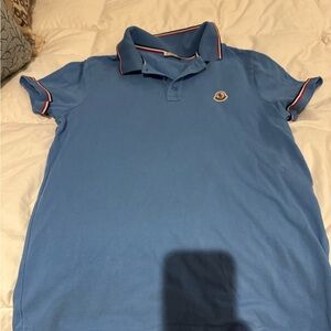 Moncler Blue Polo Shirt Classic Design Short Sleeves